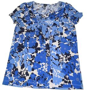 Rafaella Blue & White Floral Blouse -‎ Size Small
